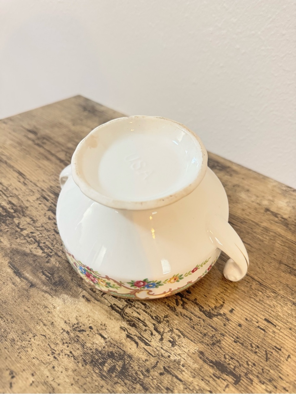 Vintage Floral Porcelain Double Handled Footed Bowl - Picture 11 of 12